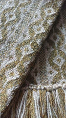 Knitted moss and natural Shetland Wool scarf - Templeton's Venetian Balcony