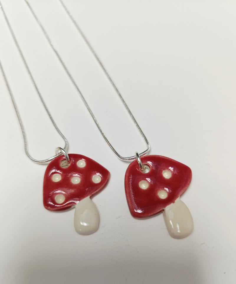 Ceramic toadstool pendant