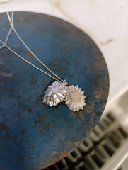 Sterling silver sand cast limpet shell necklace