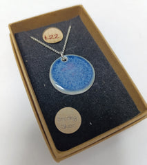 Ceramic blue circle pendant necklace