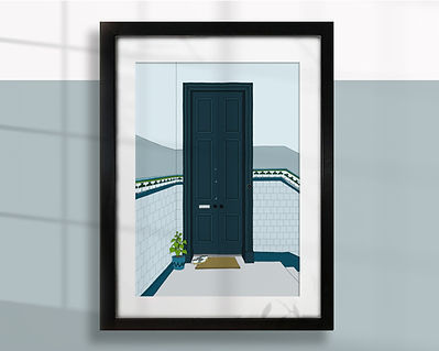 Tenement Door in Blue A4 print