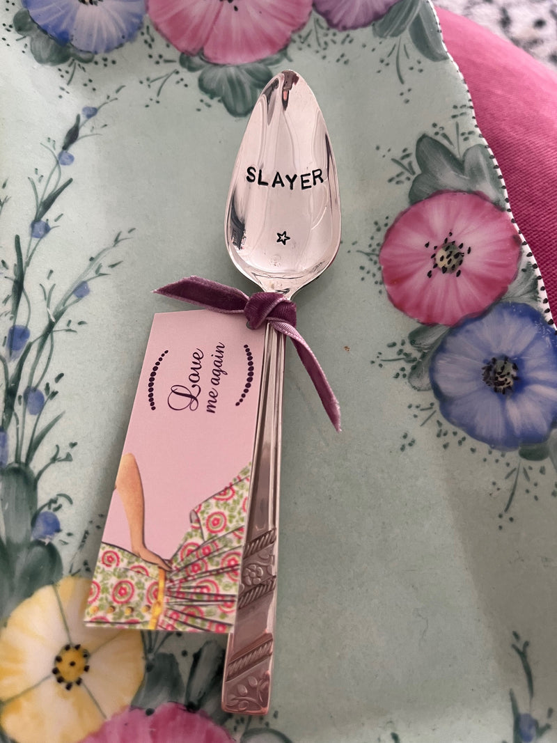 'Slayer' - hand stamped vintage spoon