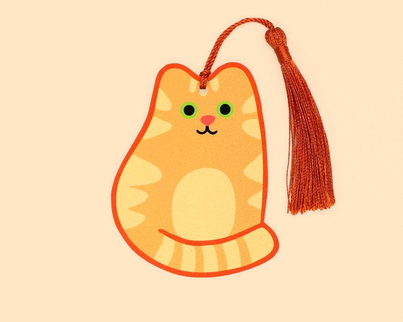 Pale ginger cat faux leather bookmark