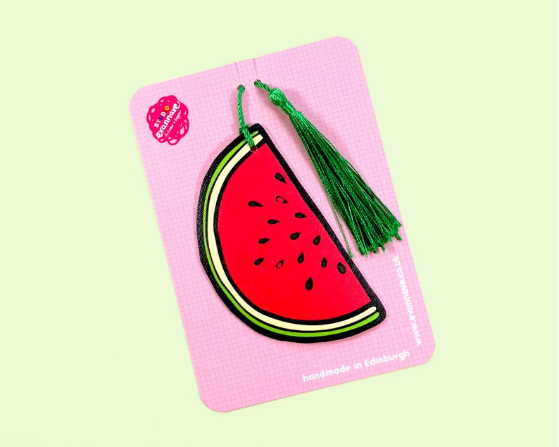 Watermelon faux leather bookmark