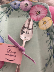 'Super Dad' hand stamped vintage teaspoon