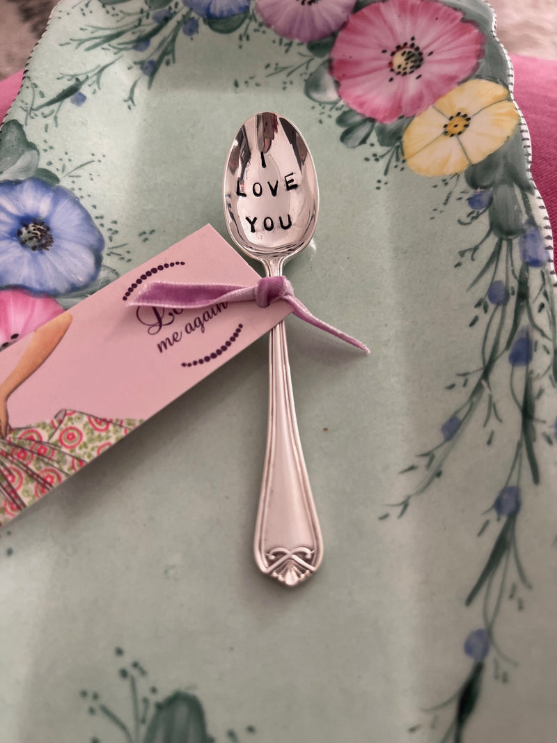 'I love you' hand stamped vintage teaspoon