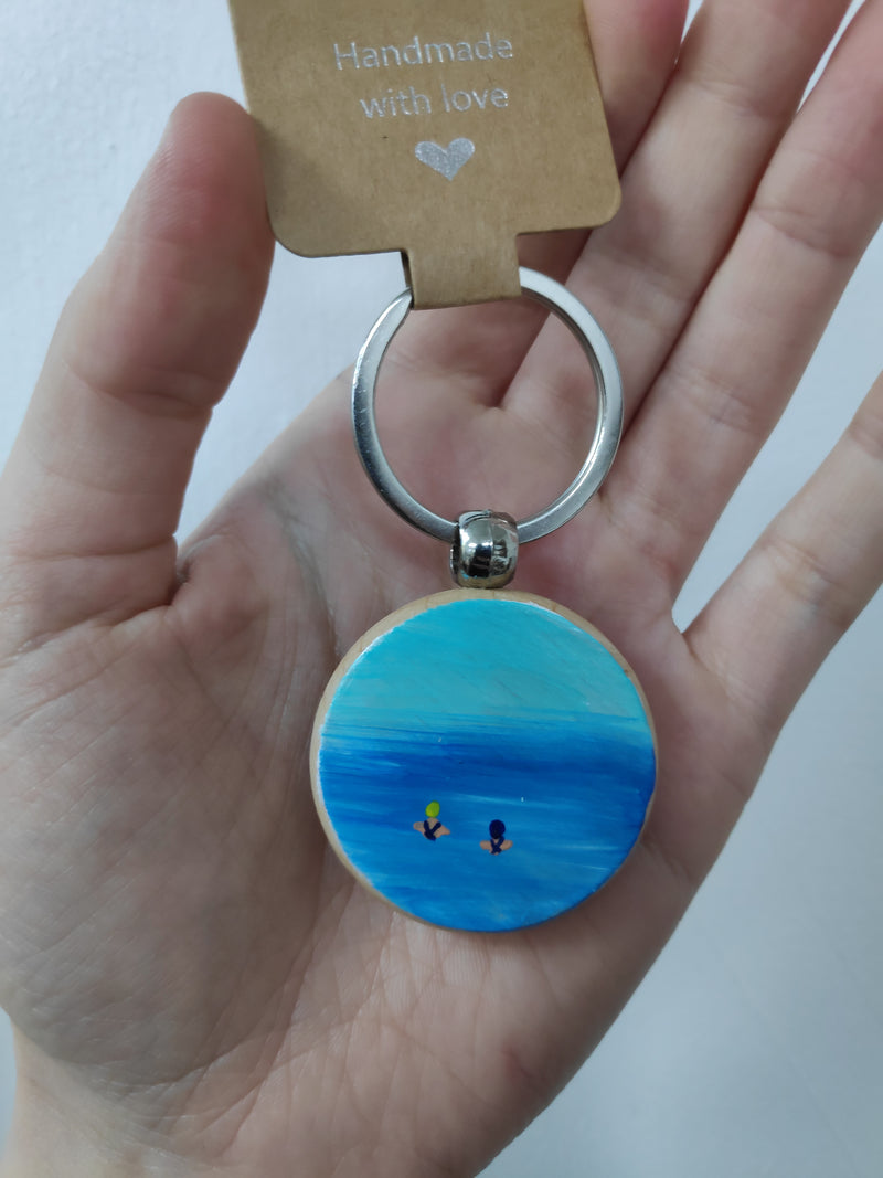 Hand painted wooden keyring