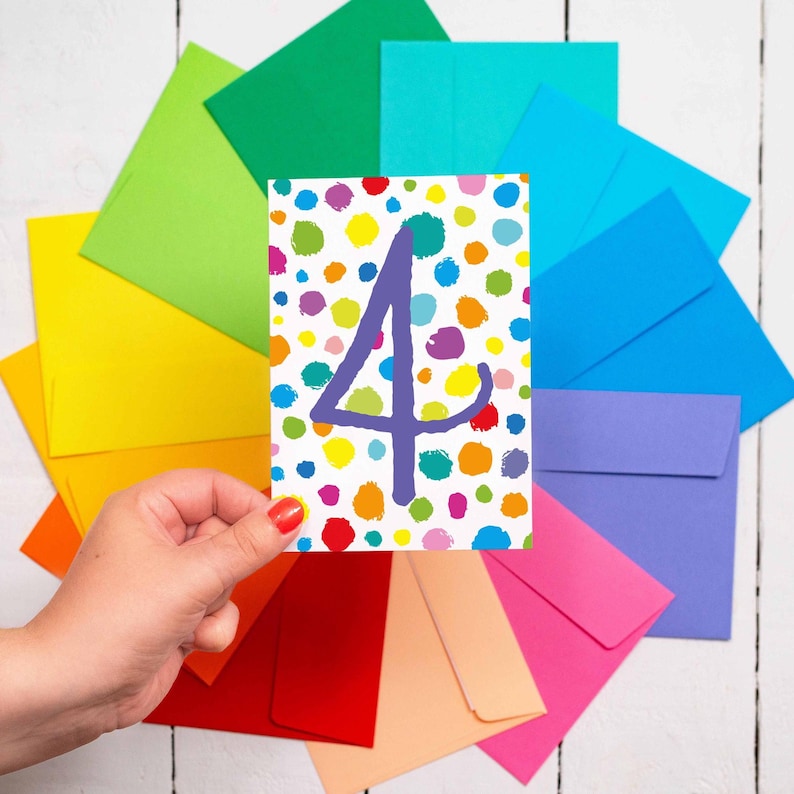 Age 4 - multicoloured spots card