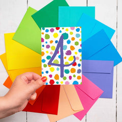 Age 4 - multicoloured spots card