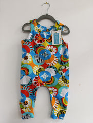 Romper suit - flower circles & animal print (12-18 months)