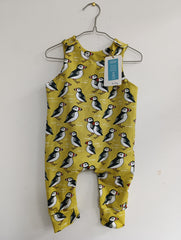 Romper suit - yellow puffins print (0-6 months and 6-12 months)