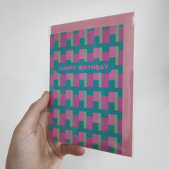 Happy Birthday pink and green rectangles