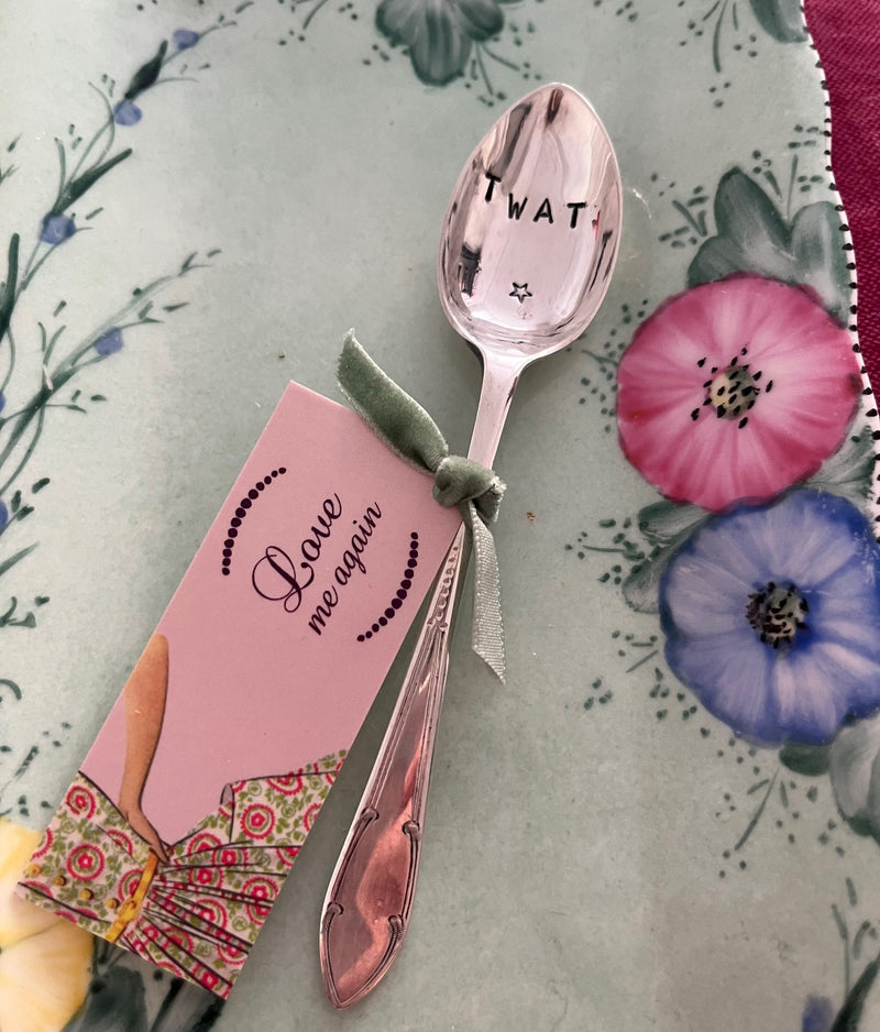 'Tw*t' - hand stamped vintage teaspoon
