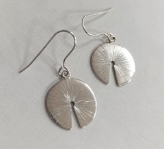 Sterling Silver lily pad disc drop earrings