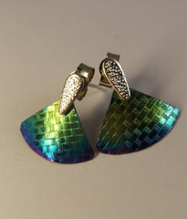 Sterling silver & textured Niobium triangle studs