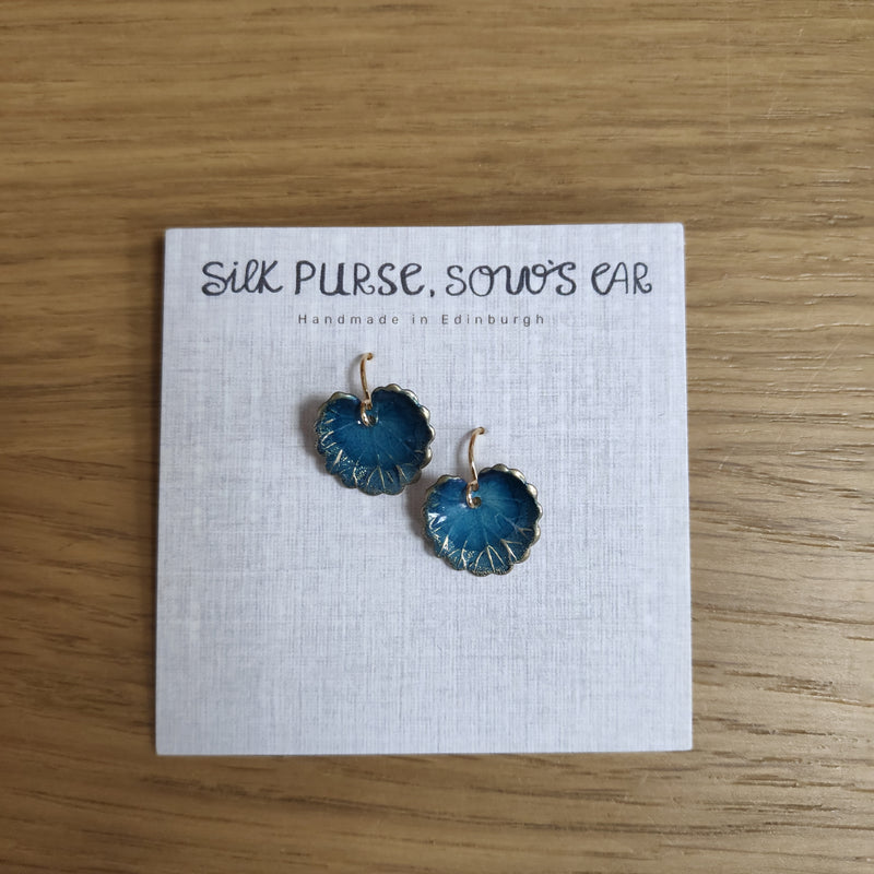 Leaf drop earrings (green or blue)