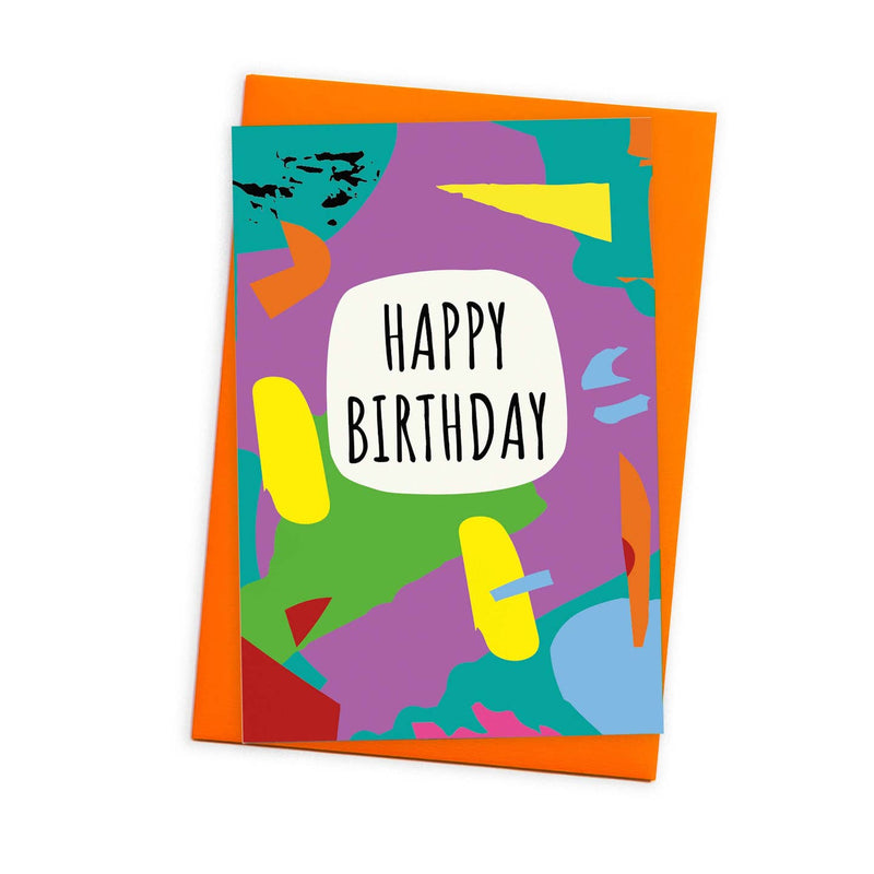 Happy birthday - bright abstract shapes card