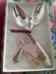 'Mrs & Mrs' hand stamped vintage teaspoons set