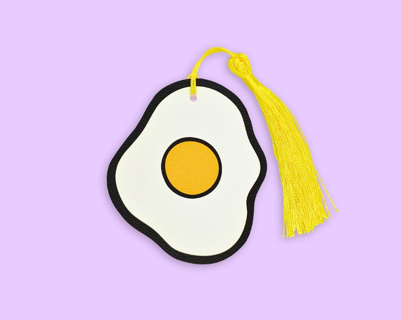 Fried egg faux leather bookmark