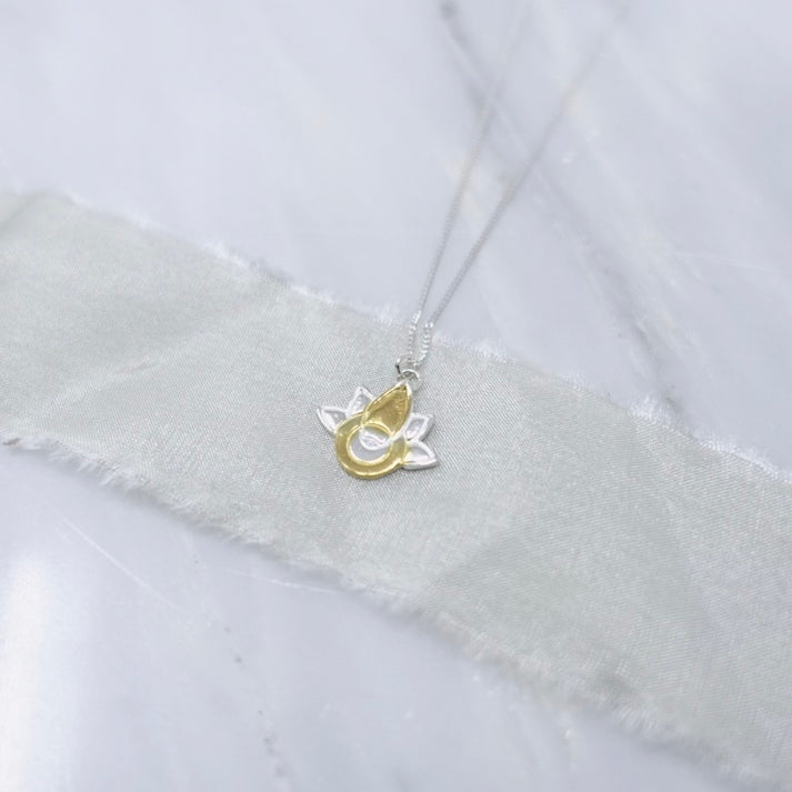 Sterling Silver & 22kt gold Lotus Moon pendant