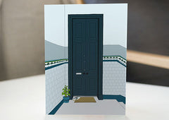 Tenement door in Teal greetings card