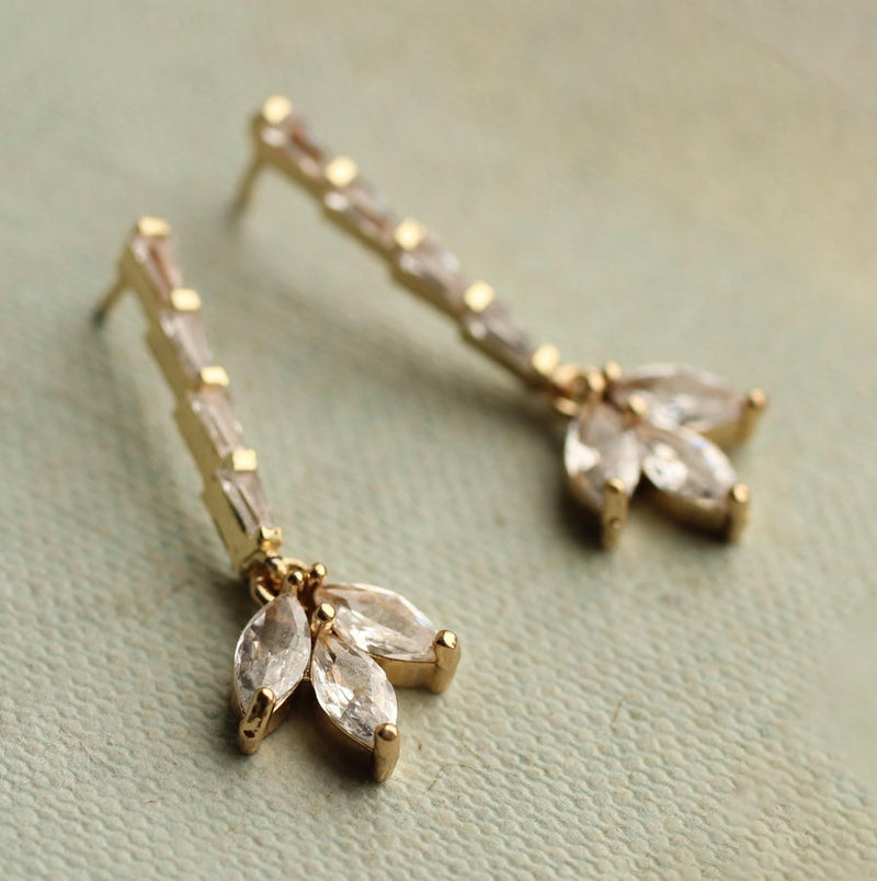 Crystal Petal Flower Drop Earrings