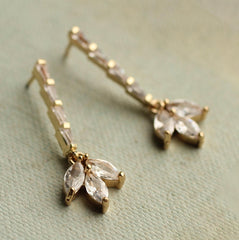 Crystal Petal Flower Drop Earrings