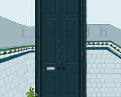 Tenement Door in Blue A4 print