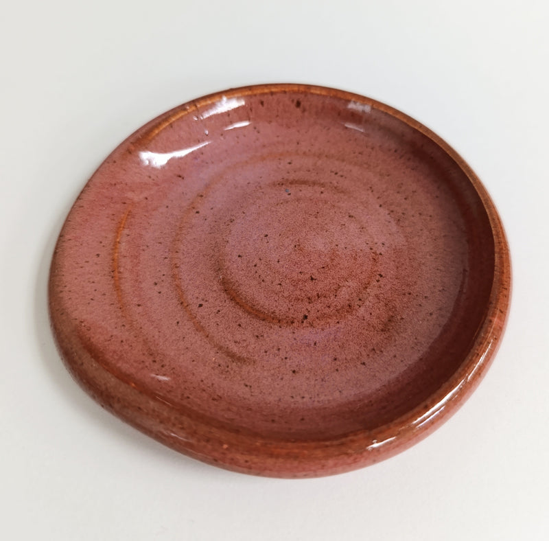Ceramic spoon rest - brick pink glaze