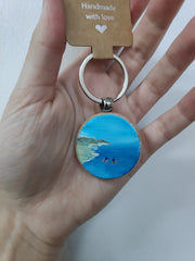 Hand painted wooden keyring