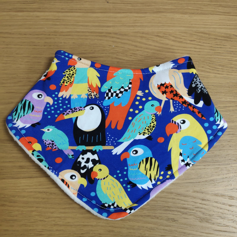 Bandana style bib - birds of paradise print