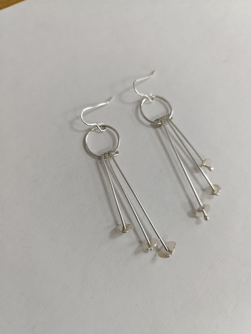 Sterling silver 'lily pad' dangle earrings