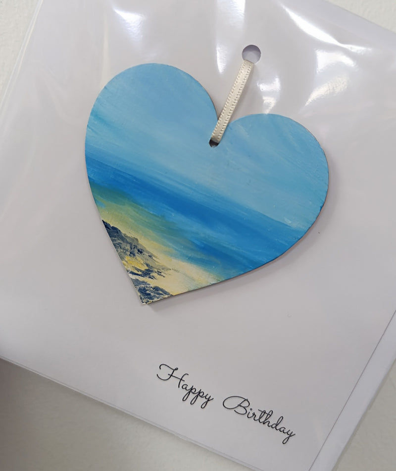 Happy birthday hand painted heart keepsake card