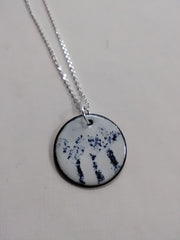 Tree silhouette enamelled circle necklace
