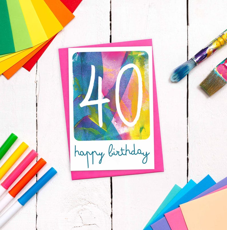 40 happy birthday colourful card