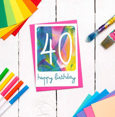 40 happy birthday colourful card