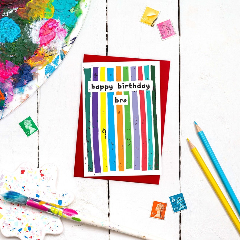 Happy birthday Bro stripes card