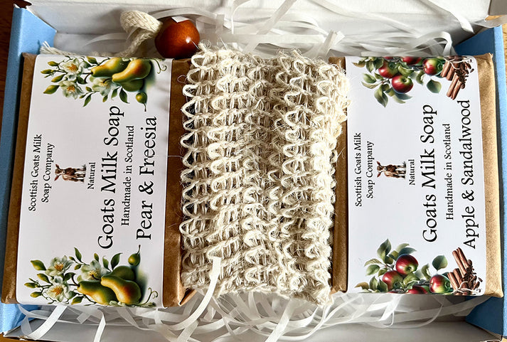 Essential Oil Goats Milk Soap 2 Bar & Soap Bag Gift Set - different scents available