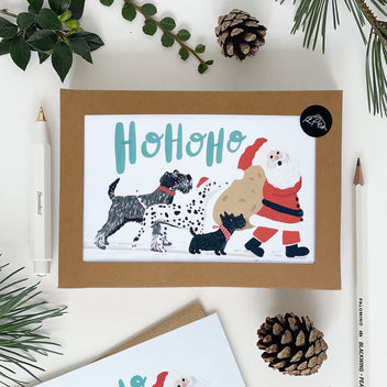 Pack of six Ho ho Santa Christmas cards
