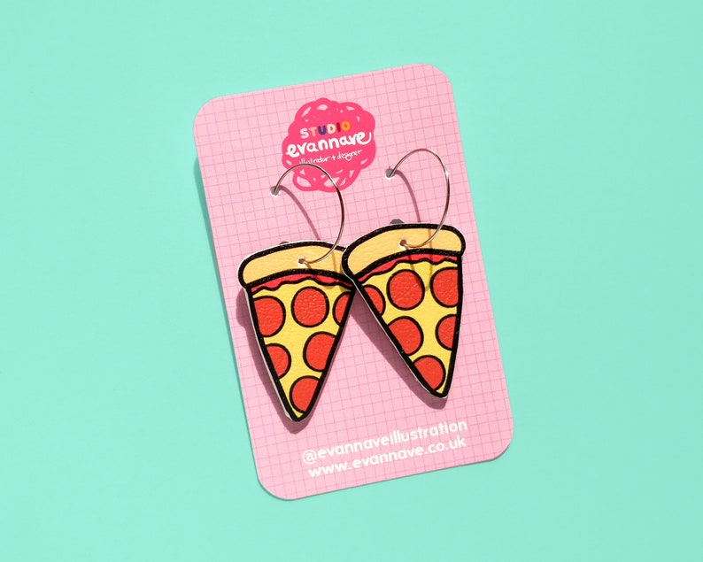 Pepperoni pizza faux leather earrings