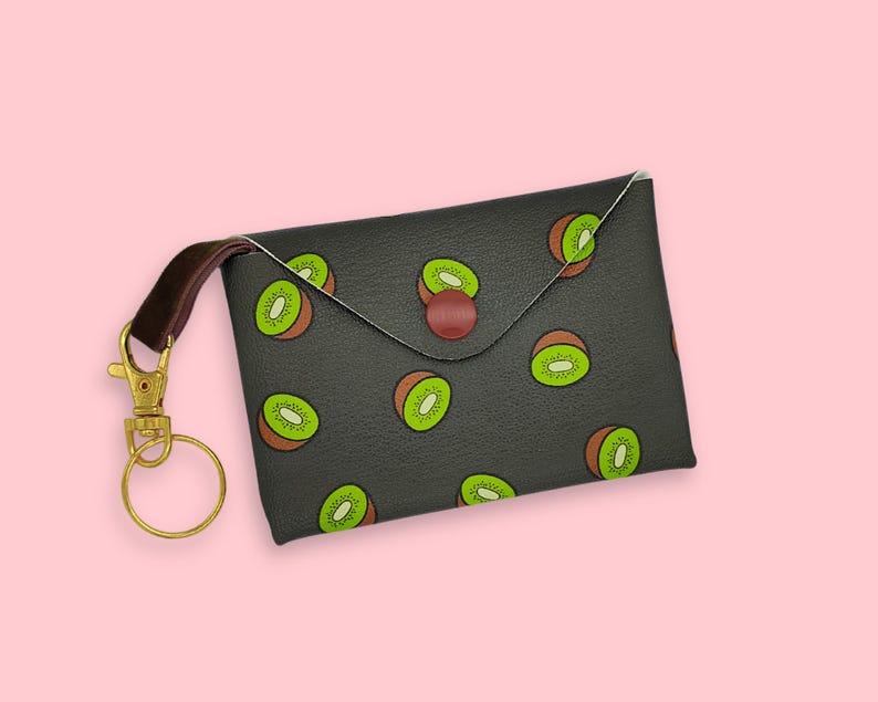 Mini faux leather pouch - kiwi fruit