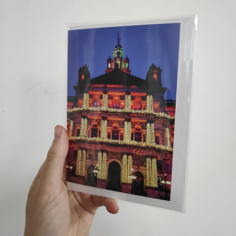 Glasgow City Chambers in George Square Christmas Lights card
