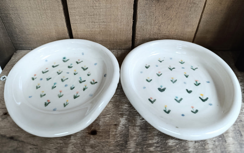 Ceramic spoon rest - hand painted floral (large)