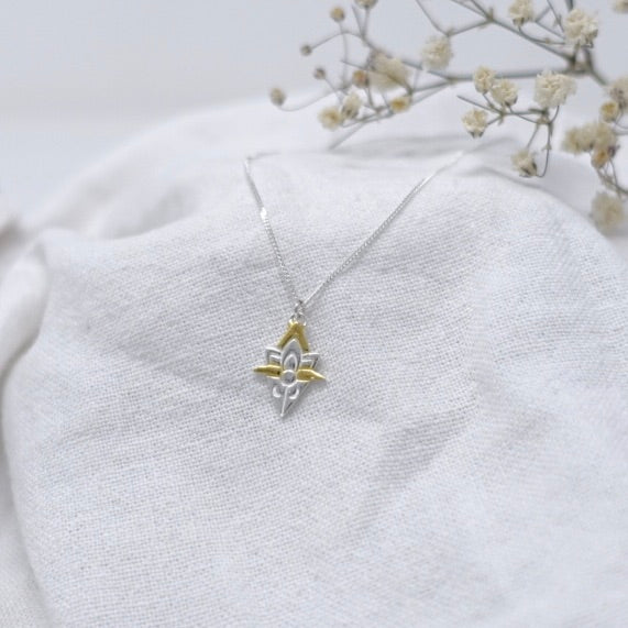 Sterling Silver & 22kt gold Luna Lotus pendant