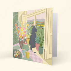 Time for a cuppa black cat card