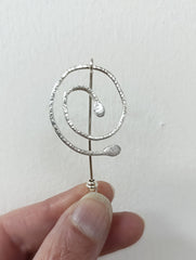 Sterling Silver 'spiral roots' pin brooch