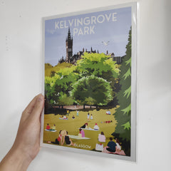 Kelvingrove Park Summer Glasgow A4 travel poster print