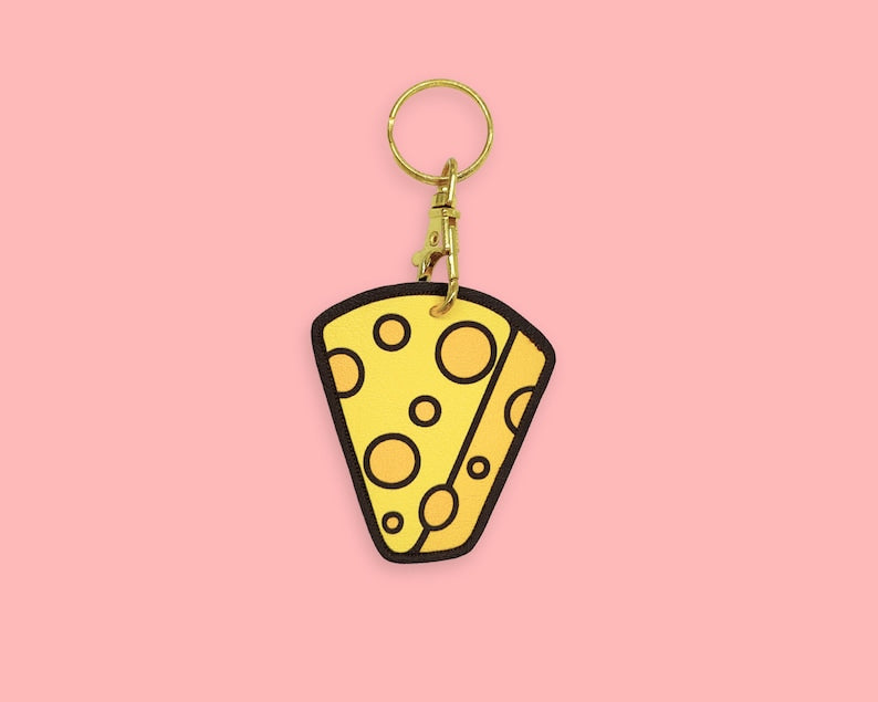Cheese faux leather keyring
