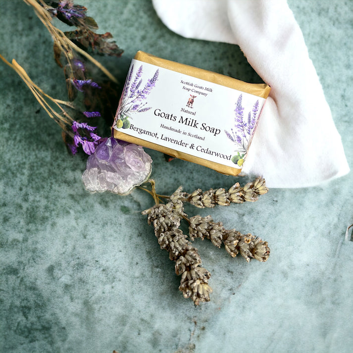 Handmade goats milk soap - bergamot, lavender & cedarwood