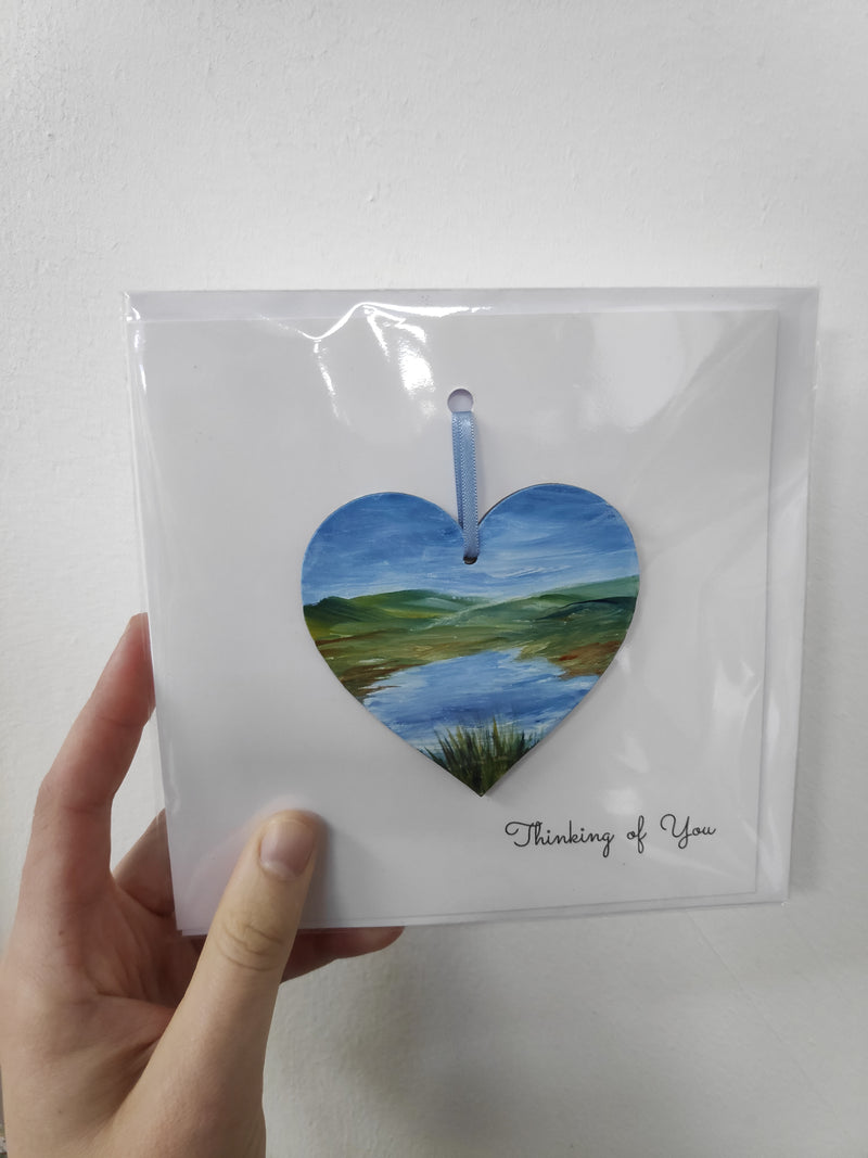 Thinking of you hand painted heart keepsake card